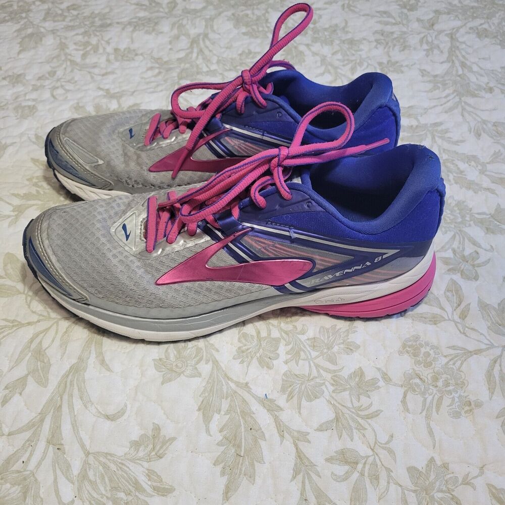 Brooks Running Shoes Ravenna 8 Womens 7.5‎ Gray Blue Athletic Walking Sneakers